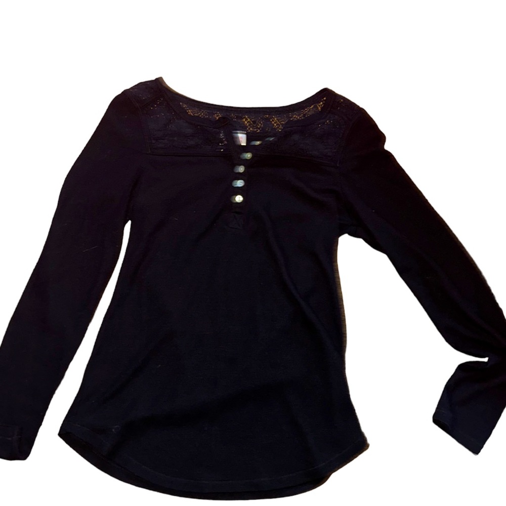 Black long sleeve top with lace detail